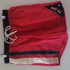 Vintage Tommy Hilfiger Sailing Gear TH 044 Red Lined Swim Trunks Mens  M